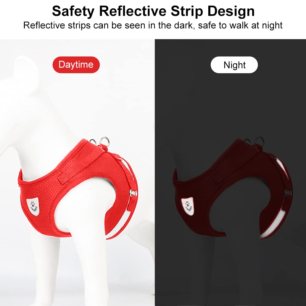 Qpets Dog Vest Harness for Puppy with 1.2m Dog Leash Adjustable Size Dog Vest Harness Breathable Mesh Fabric with Safety Reflective Strip Dog Harness for Dogs of 7.5kg-10kg,(XL, Red) Qpets Dog Vest Harness for Puppy with 1.2m Dog Leash Adjustable Size Dog Vest Harness Breathable Mesh Fabric with Safety Reflective Strip Dog Harness for Dogs of 7.5kg-10kg,(XL, Red)